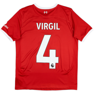 2023-24 Liverpool Home Shirt Virgil #4 - 9/10 - (15-16 Years)
