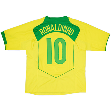 2004-06 Brazil Home Shirt Ronaldinho #10 - 9/10 - (XL)