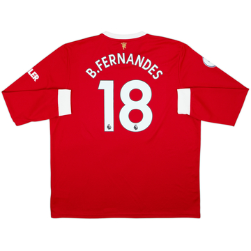 2021-22 Manchester United Home L/S Shirt B.Fernandes #18 - 10/10 - (XXL)