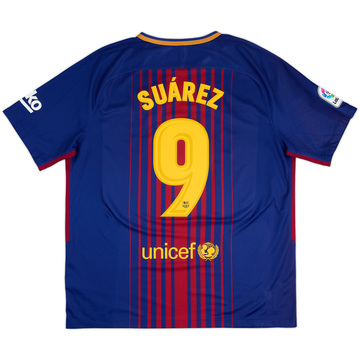 2017-18 Barcelona Home Shirt Suarez #9 - 6/10 - (XL)