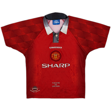 1996-98 Manchester United Home Shirt - 9/10 - (L.Boys)