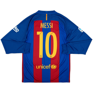 2016-17 Barcelona Home L/S Shirt Messi #10 - 8/10 - (S)