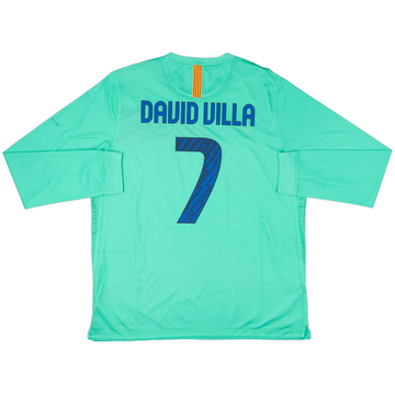 2010-11 Barcelona Player Issue Away L/S Shirt David Villa #7 - 10/10 - (XXL)