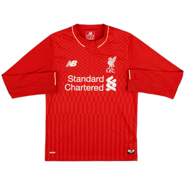 2015-16 Liverpool Home L/S Shirt - 7/10 - (M.Boys)