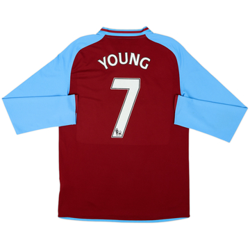 2009-10 Aston Villa Home L/S Shirt Young #7 - 5/10 - (M)