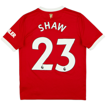 2021-22 Manchester United Home Shirt Shaw #23 - 6/10 - (L.Boys)