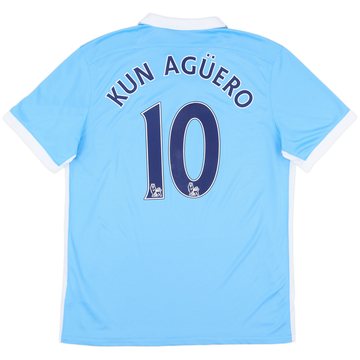 2015-16 Manchester City Home Shirt Kun Aguero #10 - 8/10 - (L)