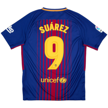 2017-18 Barcelona Home Shirt Suarez #9 - 8/10 - (M)