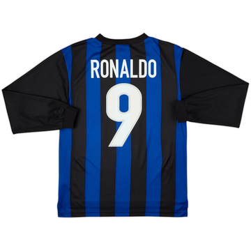 1999-00 Inter Milan Basic Home L/S Shirt Ronaldo #9 - 6/10 - (XL.Boys)