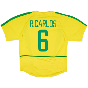 2002-04 Brazil Home Shirt R.Carlos #6 - 8/10 - (L)