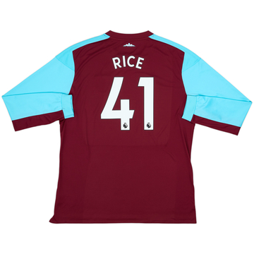 2017-18 West Ham Home L/S Shirt Rice #41 - 8/10 - (XXL)
