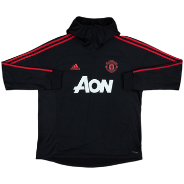 2018-19 Manchester United adidas 1/4 Zip Hooded Drill Top - 8/10 - (XL)