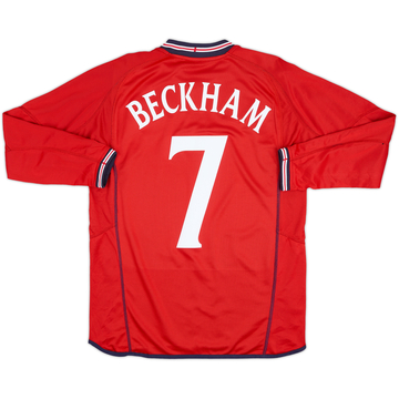 2002-04 England Away L/S Shirt Beckham #7 - 6/10 - (S)