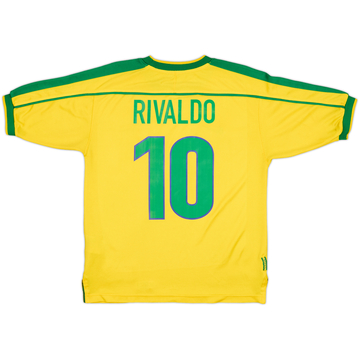 1998-00 Brazil Home Shirt Rivaldo #10 - 8/10 - (XL.Boys)