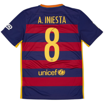 2015-16 Barcelona Home Shirt A.Iniesta #8 - 8/10 - (S)