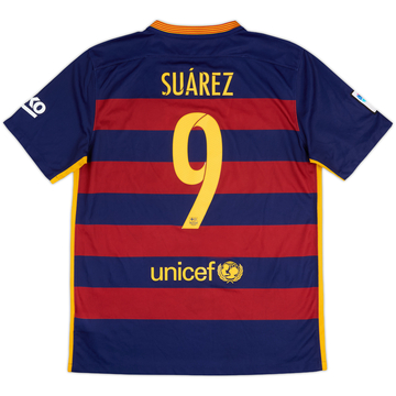 2015-16 Barcelona Home Shirt Suarez #9 - 8/10 - (L)