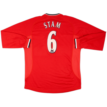 2000-02 Manchester United Home L/S Shirt Stam #6 - 8/10 - (L)