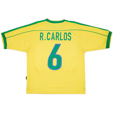 1998-00 Brazil Home Shirt R.Carlos #6 - 6/10 - (M)