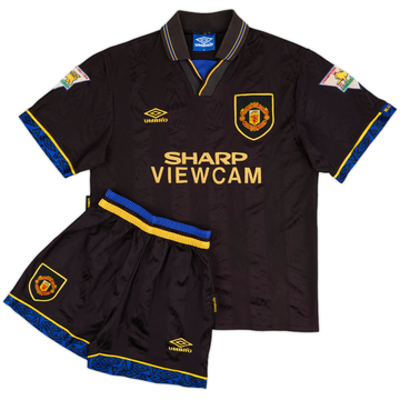 1993-95 Manchester United Away Shirt & Shorts - 8/10 - (M.Boys)
