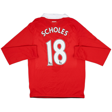 2010-11 Manchester United Home L/S Shirt Scholes #18 - 7/10 - (M)