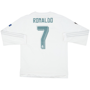 2015-16 Real Madrid Home L/S Shirt Ronaldo #7 - 8/10 - (M)