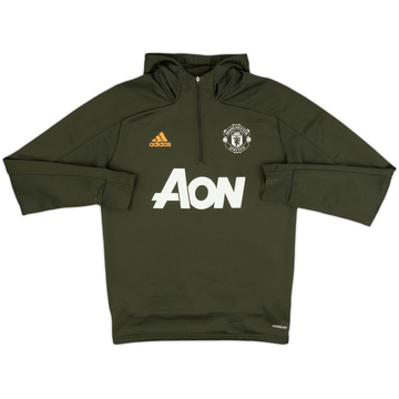 2020-21 Manchester United adidas 1/4 Zip Hooded Drill Top - 9/10 - (M)