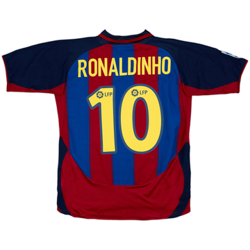 2003-04 Barcelona Home Shirt Ronaldinho #10 - 8/10 - (XL.Boys)