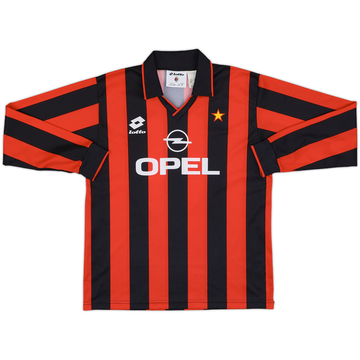 1995-96 AC Milan Basic Home L/S Shirt #9 - 10/10 - (XL.Boys)