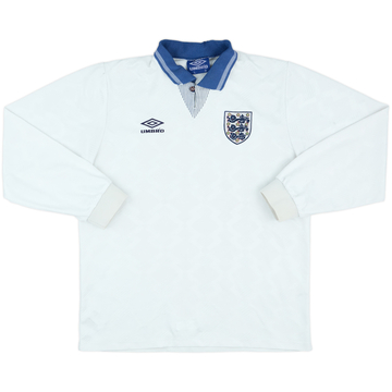 1990-92 England Home L/S Shirt - 8/10 - (L)