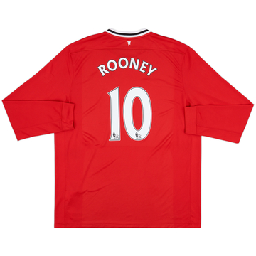 2011-12 Manchester United Home L/S Shirt Rooney #10 - 8/10 - (XXL)