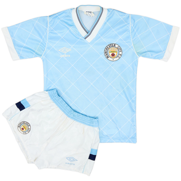 1987-89 Manchester City Home Shirt & Shorts - 7/10 - (M.Boys)