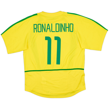 2002-04 Brazil Home Shirt Ronaldinho #11 - 8/10 - (L)