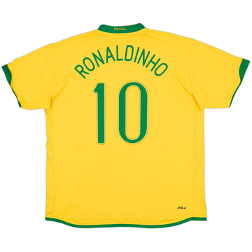 2006-08 Brazil Home Shirt Ronaldinho #10 - 6/10 - (XXL)