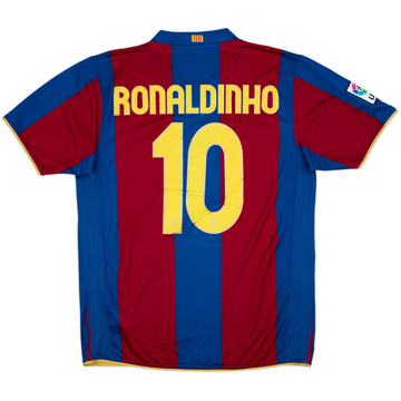 2007-08 Barcelona Home Shirt Ronaldinho #10 - 8/10 - (L)