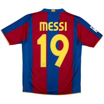 2007-08 Barcelona Home Shirt Messi #19 - 9/10 - (L.Boys)
