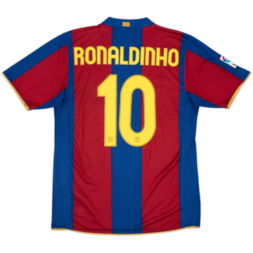 2007-08 Barcelona Home Shirt Ronaldinho #10 - 8/10 - (M)