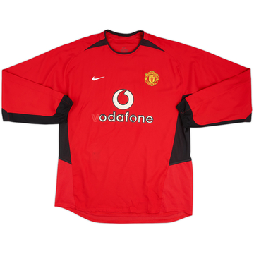 2002-04 Manchester United Home L/S Shirt - 4/10 - (L)