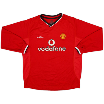 2000-02 Manchester United Home L/S Shirt - 8/10 - (L.Boys)