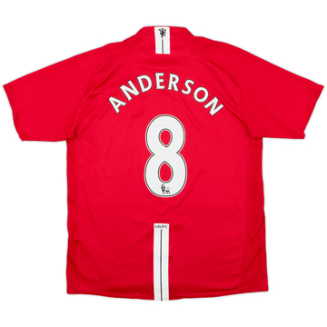 2007-09 Manchester United Home Shirt Anderson #8 - 7/10 - (L)