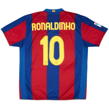 2007-08 Barcelona Home Shirt Ronaldinho #10 - 7/10 - (XL)
