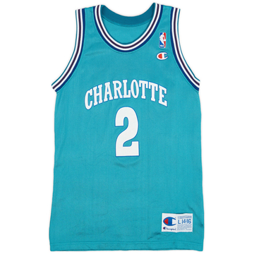 1991-95 Charlotte Hornets Johnson #2 Champion Away Jersey - 9/10 - (L.Boys)