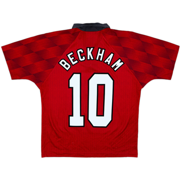 1996-98 Manchester United Home Shirt Beckham #10 - 8/10 - (Y)
