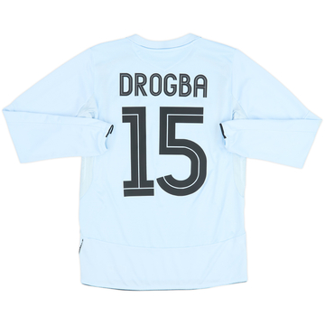 Camiseta de visitante de manga larga del Chelsea 2005-06 Drogba #15 - 6/10 - (S)