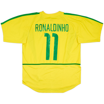 2002-04 Brazil Home Shirt Ronaldinho #11 - 8/10 - (XL)