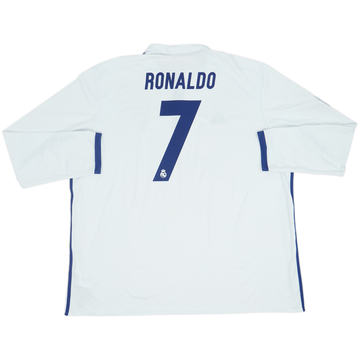 2016-17 Real Madrid Home L/S Shirt Ronaldo #7 - 7/10 - (3XL)