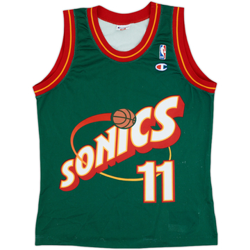 1995-99 Seattle Supersonics Schrempf #11 Champion Away Jersey - 6/10 - (S)