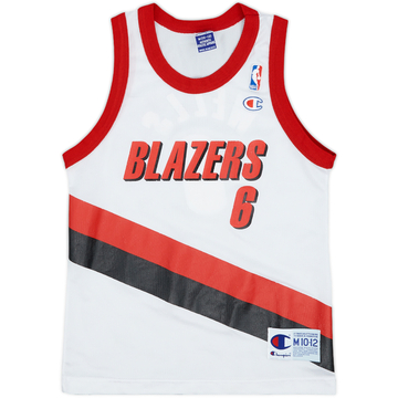 1998-02 Portland Trail Blazers Wells #6 Champion Home Jersey - 9/10 - (M.Boys)
