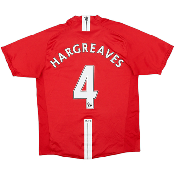 2007-09 Manchester United Home Shirt Hargreaves #4 - 8/10 - (M)
