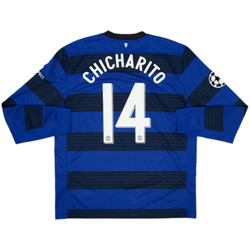 Camiseta de visitante de manga larga del Manchester United 2011-13 con Chicharito #14 (XL)