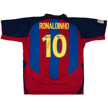 2003-04 Barcelona Signed Home Shirt Ronaldinho #10 - 6/10 - (XXL)
